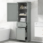 Meuble de rangement haut de salle de bain autoportant Blanc/Noir/Gris, 1 personne