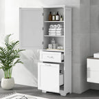 Meuble de rangement haut de salle de bain autoportant Blanc/Noir/Gris, 1 personne