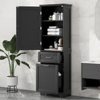 Meuble de rangement haut de salle de bain autoportant Blanc/Noir/Gris, 1 personne