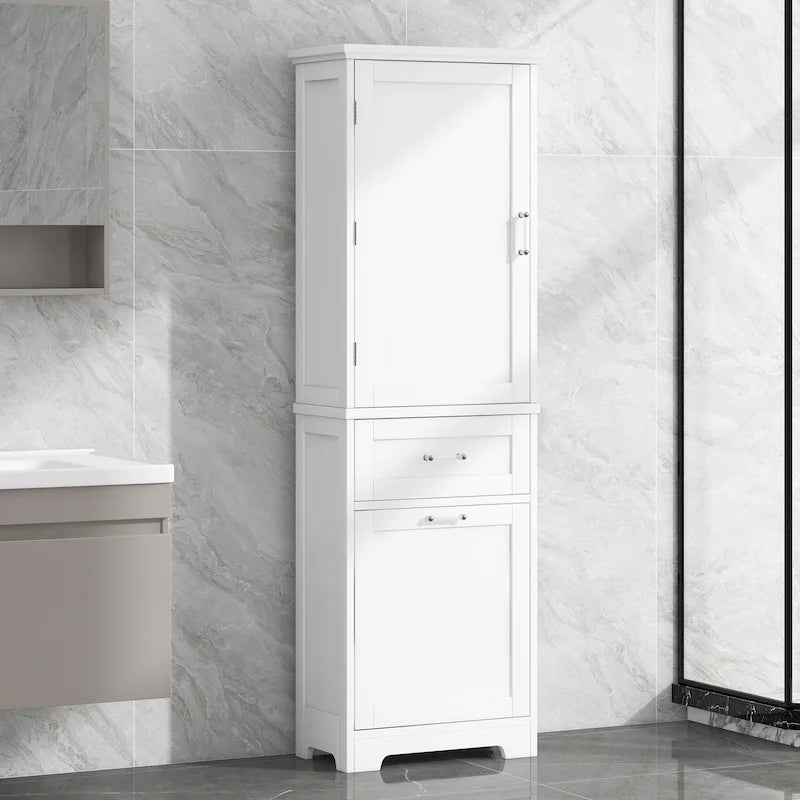 Meuble de rangement haut de salle de bain autoportant Blanc/Noir/Gris, 1 personne