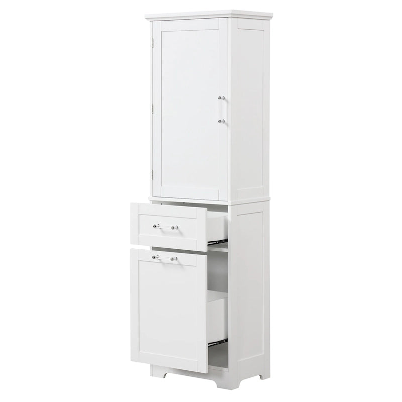 Meuble de rangement haut de salle de bain autoportant Blanc/Noir/Gris, 1 personne