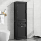Meuble de rangement haut de salle de bain autoportant Blanc/Noir/Gris, 1 personne