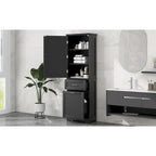 Meuble de rangement haut de salle de bain autoportant Blanc/Noir/Gris, 1 personne