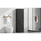 Meuble de rangement haut de salle de bain autoportant Blanc/Noir/Gris, 1 personne