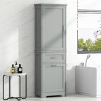 Meuble de rangement haut de salle de bain autoportant Blanc/Noir/Gris, 1 personne