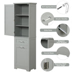 Meuble de rangement haut de salle de bain autoportant Blanc/Noir/Gris, 1 personne
