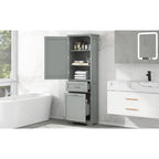 Meuble de rangement haut de salle de bain autoportant Blanc/Noir/Gris, 1 personne