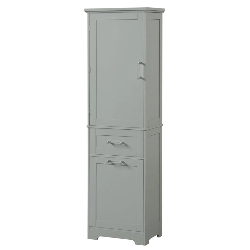 Meuble de rangement haut de salle de bain autoportant Blanc/Noir/Gris, 1 personne