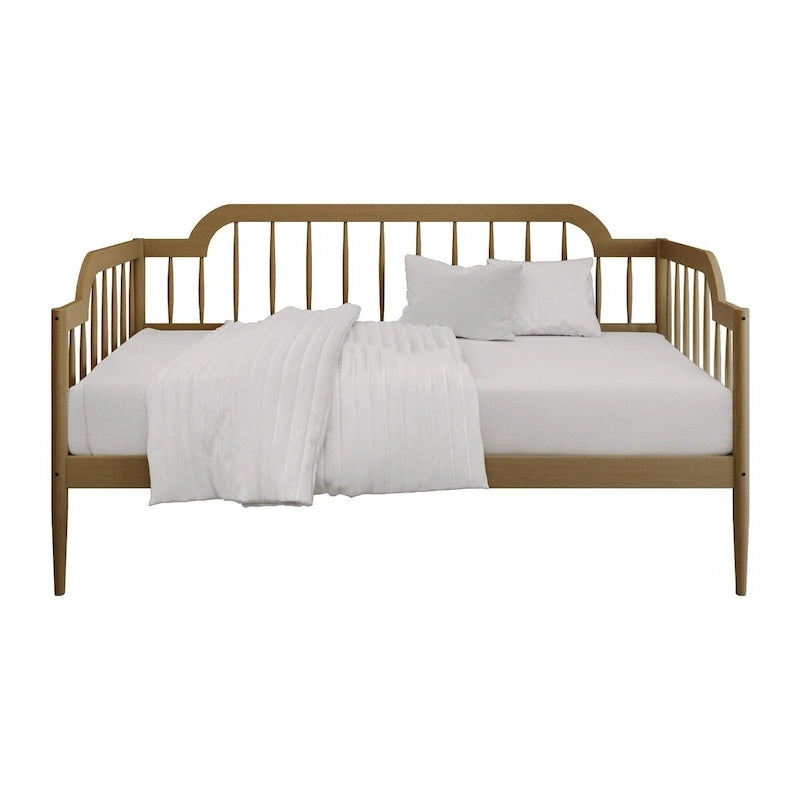 Lit de repos double classique à broche 2 couleurs avec cadre en bois massif et MDF pour 1 personne