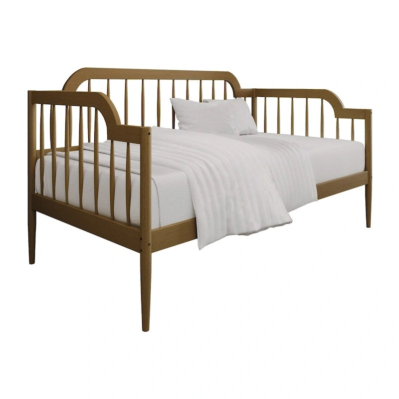 Lit de repos double classique à broche 2 couleurs avec cadre en bois massif et MDF pour 1 personne