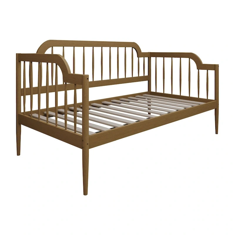Lit de repos double classique à broche 2 couleurs avec cadre en bois massif et MDF pour 1 personne