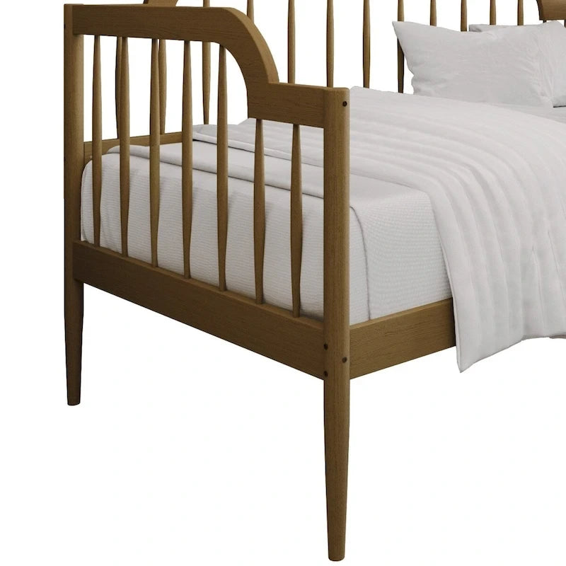 Lit de repos double classique à broche 2 couleurs avec cadre en bois massif et MDF pour 1 personne