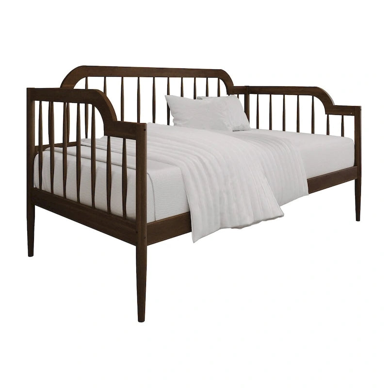 Lit de repos double classique à broche 2 couleurs avec cadre en bois massif et MDF pour 1 personne