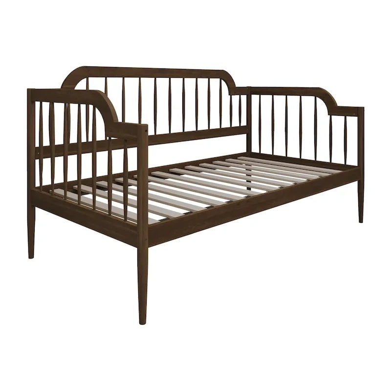 Lit de repos double classique à broche 2 couleurs avec cadre en bois massif et MDF pour 1 personne