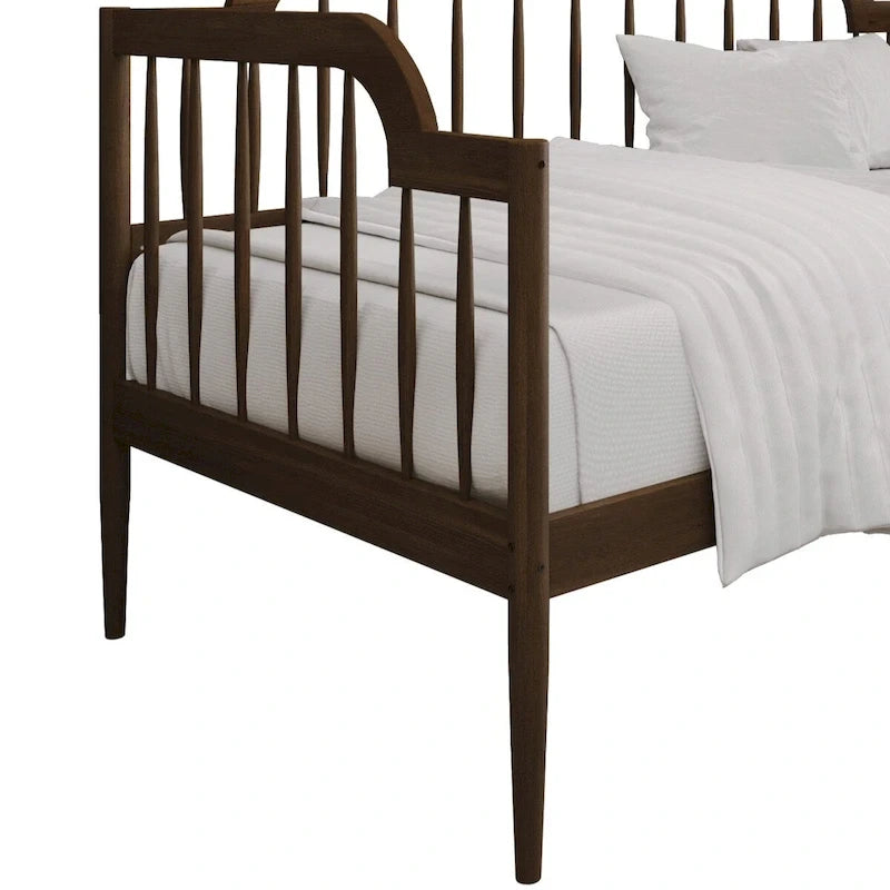 Lit de repos double classique à broche 2 couleurs avec cadre en bois massif et MDF pour 1 personne