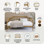 Lit de repos double classique à broche 2 couleurs avec cadre en bois massif et MDF pour 1 personne