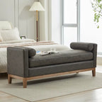 Banc de rangement capitonné moderne 4 couleurs avec pieds en bois massif pour 2 personnes et plus