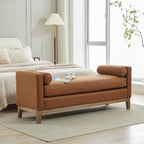 Banc de rangement capitonné moderne 4 couleurs avec pieds en bois massif pour 2 personnes et plus