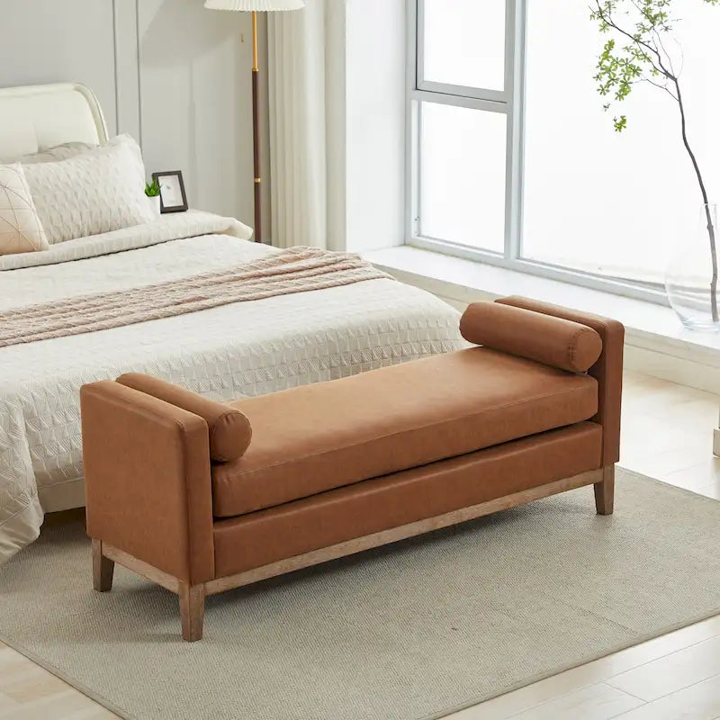 Banc de rangement capitonné moderne 4 couleurs avec pieds en bois massif pour 2 personnes et plus