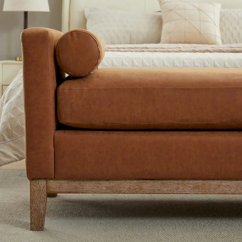 Banc de rangement capitonné moderne 4 couleurs avec pieds en bois massif pour 2 personnes et plus