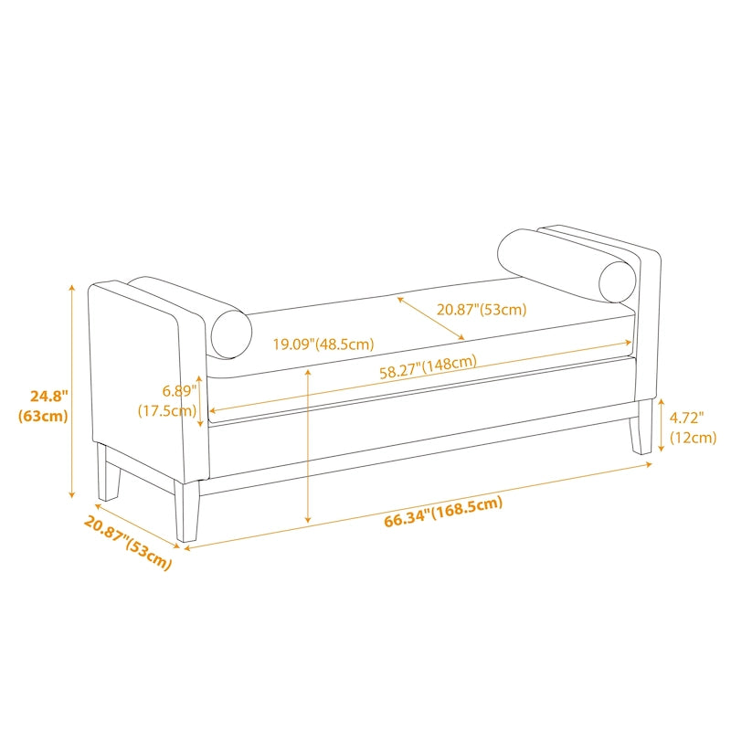 Banc de rangement capitonné moderne 4 couleurs avec pieds en bois massif pour 2 personnes et plus