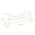 Banc de rangement capitonné moderne 4 couleurs avec pieds en bois massif pour 2 personnes et plus