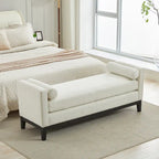 Banc de rangement capitonné moderne 4 couleurs avec pieds en bois massif pour 2 personnes et plus