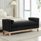 Banc de rangement capitonné moderne 4 couleurs avec pieds en bois massif pour 2 personnes et plus