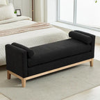 Banc de rangement capitonné moderne 4 couleurs avec pieds en bois massif pour 2 personnes et plus