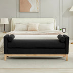 Banc de rangement capitonné moderne 4 couleurs avec pieds en bois massif pour 2 personnes et plus