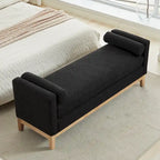 Banc de rangement capitonné moderne 4 couleurs avec pieds en bois massif pour 2 personnes et plus