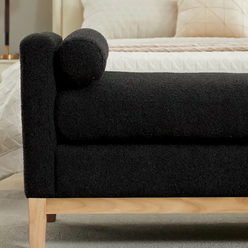 Banc de rangement capitonné moderne 4 couleurs avec pieds en bois massif pour 2 personnes et plus