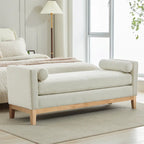 Banc de rangement capitonné moderne 4 couleurs avec pieds en bois massif pour 2 personnes et plus