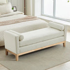 Banc de rangement capitonné moderne 4 couleurs avec pieds en bois massif pour 2 personnes et plus
