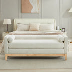 Banc de rangement capitonné moderne 4 couleurs avec pieds en bois massif pour 2 personnes et plus