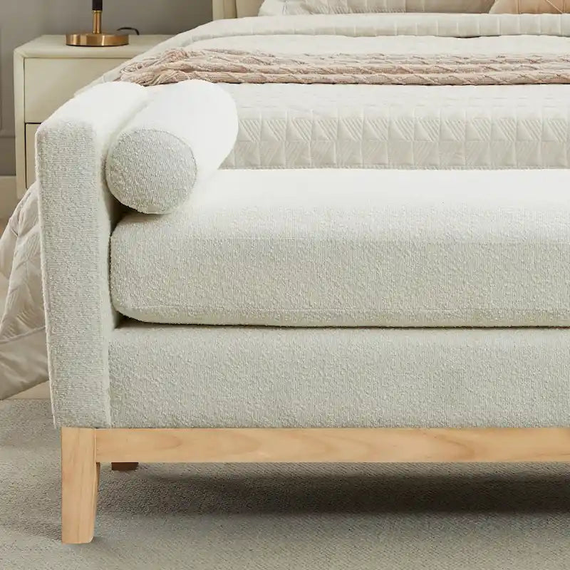 Banc de rangement capitonné moderne 4 couleurs avec pieds en bois massif pour 2 personnes et plus